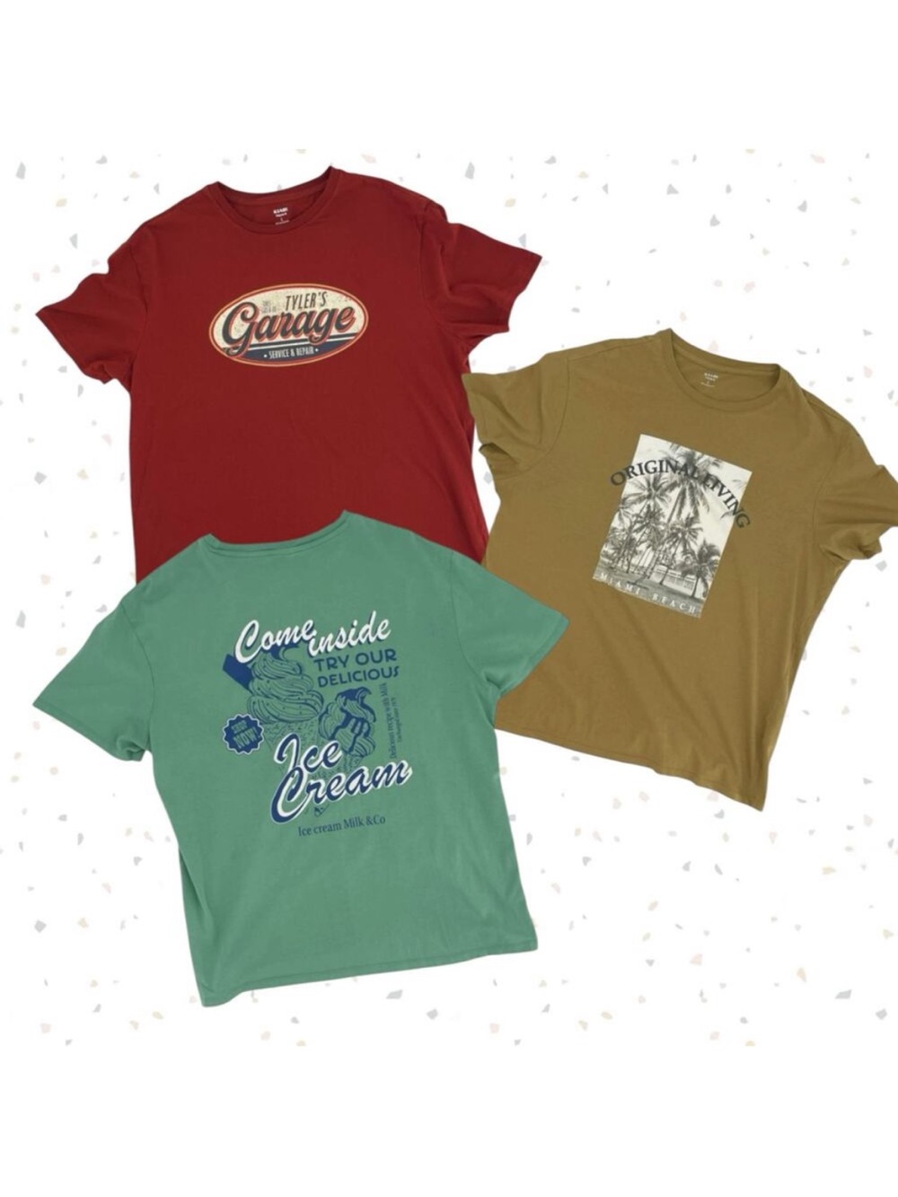 3 Pack Kiabi Casual Graphic Tee 100% Cotton European Short Sleeve T-Shirt Size L